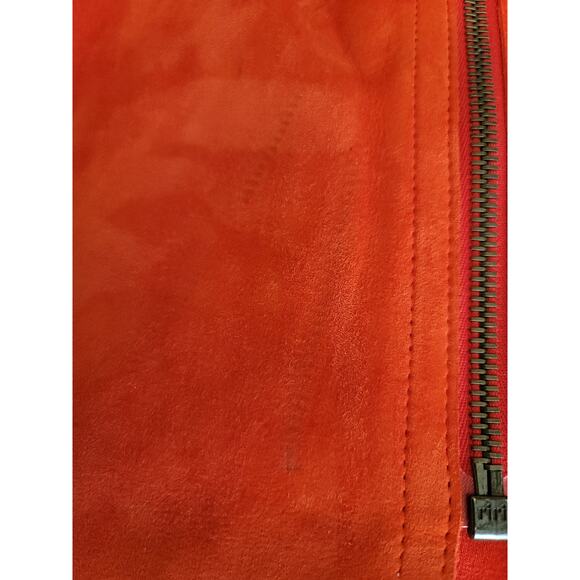 Akris Punto Women's‎ Red Suede Cotton Lined Full Zip Short Sleeve Jacket - Picture 8 of 11